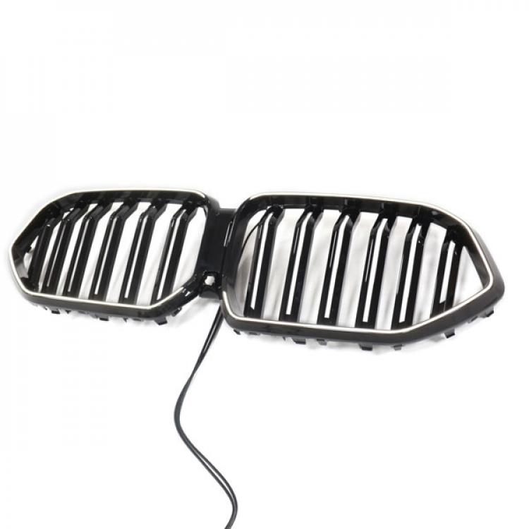 LED-Doppellamellen-Kühlergrill in Schwarz glänzend passend für BMW X6 Serie G06 2019–2023
