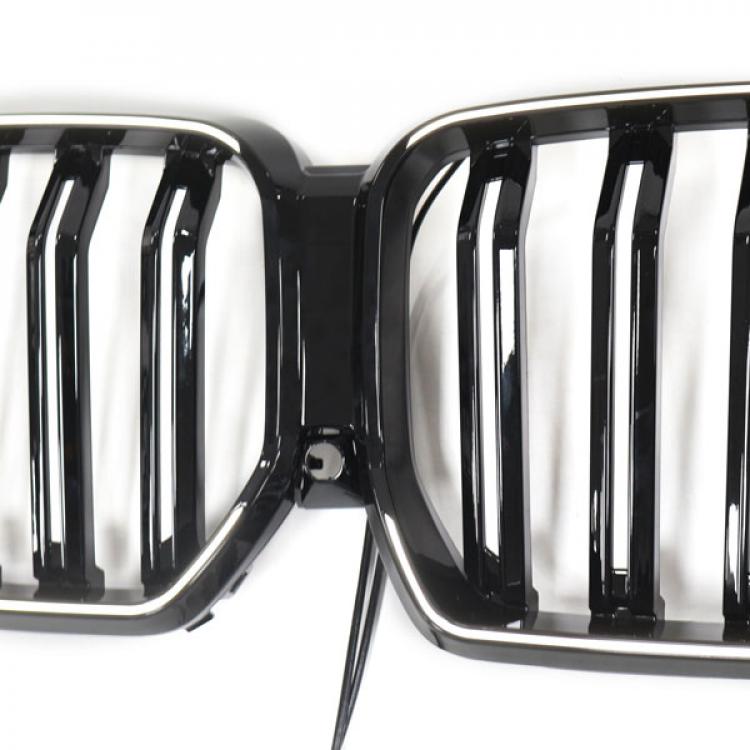 LED-Doppellamellen-Kühlergrill in Schwarz glänzend passend für BMW X6 Serie G06 2019–2023