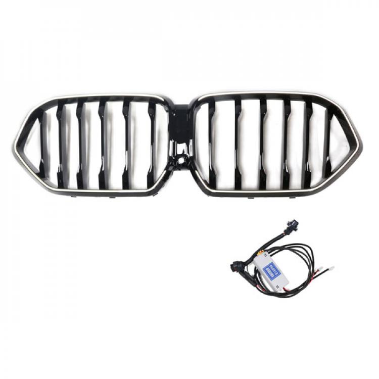 LED-Grill mit einer Lamelle in Schwarz glänzend passend für BMW X6 Serie G06 LCI 2023 +