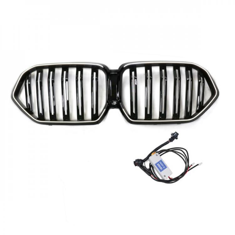 LED-Doppellamellen-Grill in Schwarz glänzend passend für BMW X6 Serie G06 LCI 2023 +