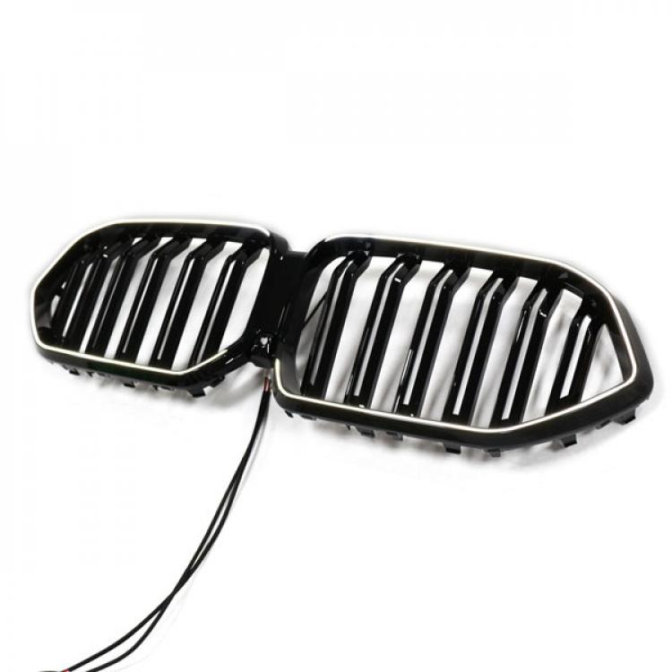LED-Doppellamellen-Grill in Schwarz glänzend passend für BMW X6 Serie G06 LCI 2023 +