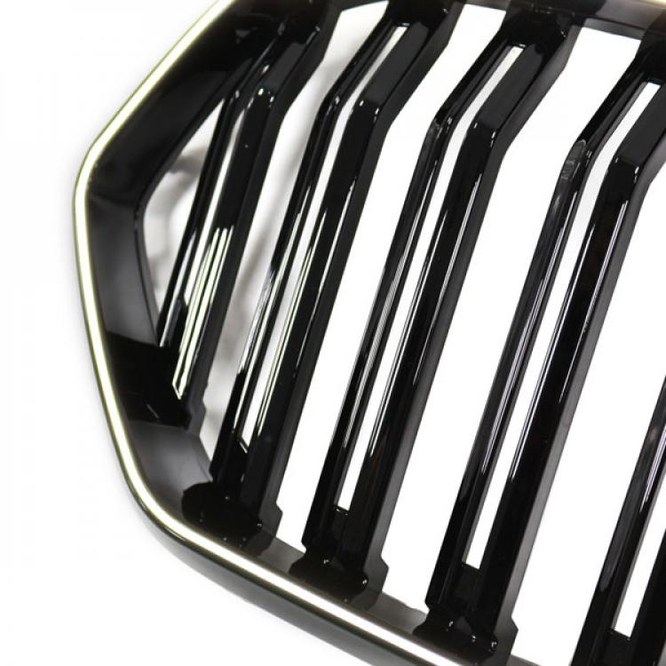 LED-Doppellamellen-Grill in Schwarz glänzend passend für BMW X6 Serie G06 LCI 2023 +