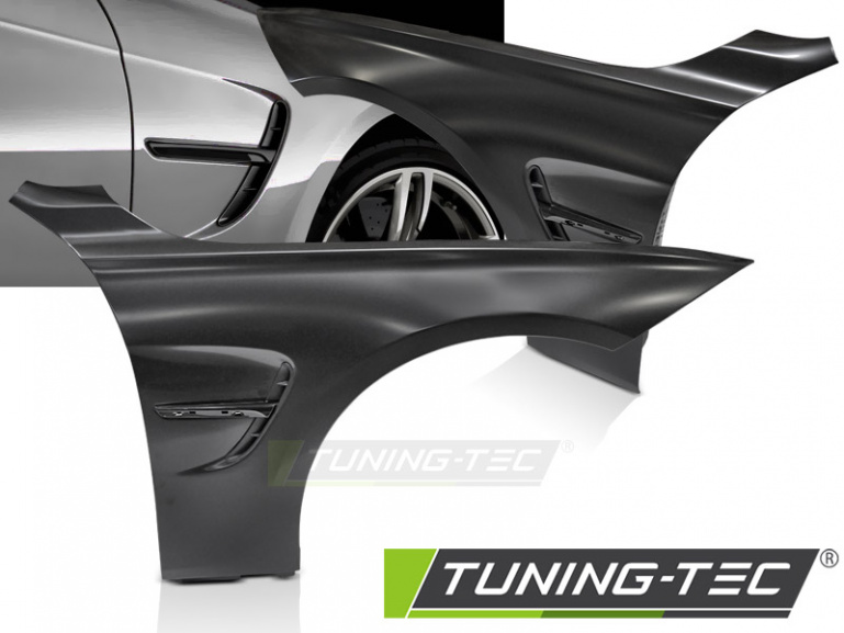 Upgrade Sport Design Kotflügel Vorn (links+rechts) für BMW 4er F32 / F33 /F36 13-19 mit Lufteinlässen Hochglanz schwarz