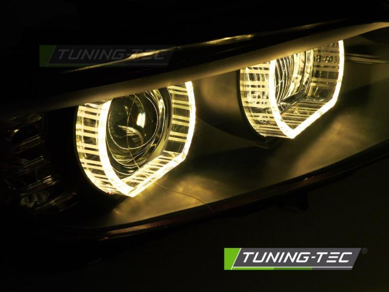 Preview: 3D Xenon "YellowSign" LED Tagfahrlicht Angel Eyes Scheinwerfer für BMW 3er Coupe/Cabrio E92/E93 06-10 schwarz