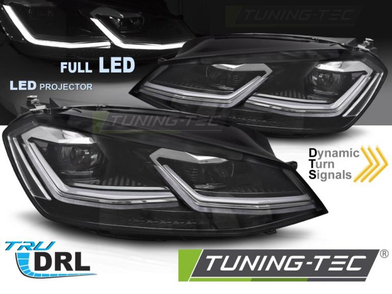 Voll-LED Tagfahrlicht Scheinwerfer für VW Golf 7 12-17 schwarz / rot mit dynamischem LED Blinker