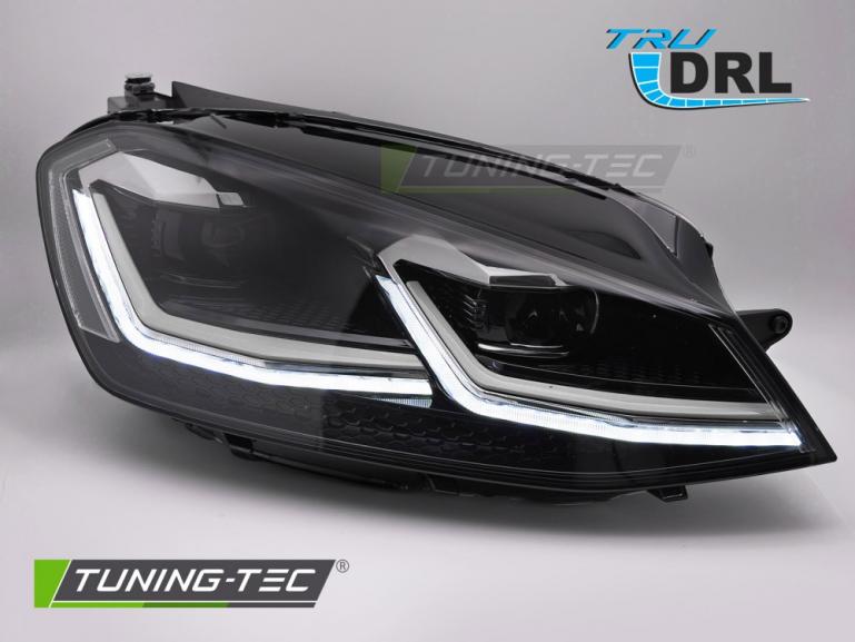 Preview: Voll-LED Tagfahrlicht Scheinwerfer für VW Golf 7 12-17 schwarz / rot mit dynamischem LED Blinker