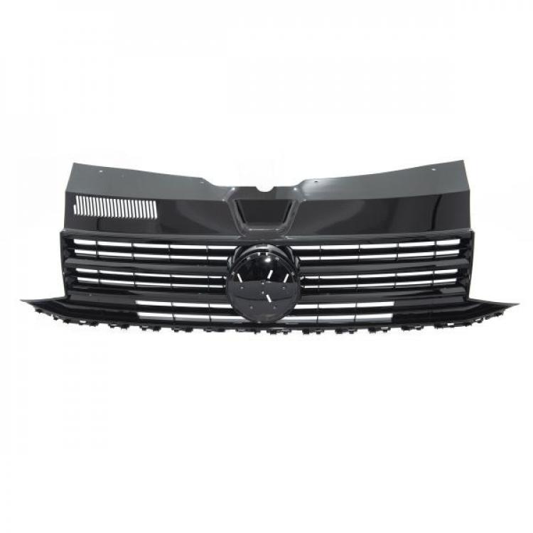 Bundle - Voll LED Tagfahrlicht Scheinwerfer mit dynamischen LED-Blinker - Black Edition + Paket-Upgrade Design Kühlergrill + Set Gitter Grill Einsatz Stoßstange vorne unten Hochglanz Schwarz  passend für VW T6 15-19