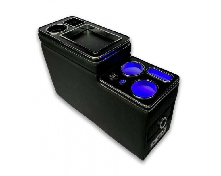 Upgrade Staufach Mittelkonsole Ablage für VW T6 16-19 mit LED Beleuchtung und USB
