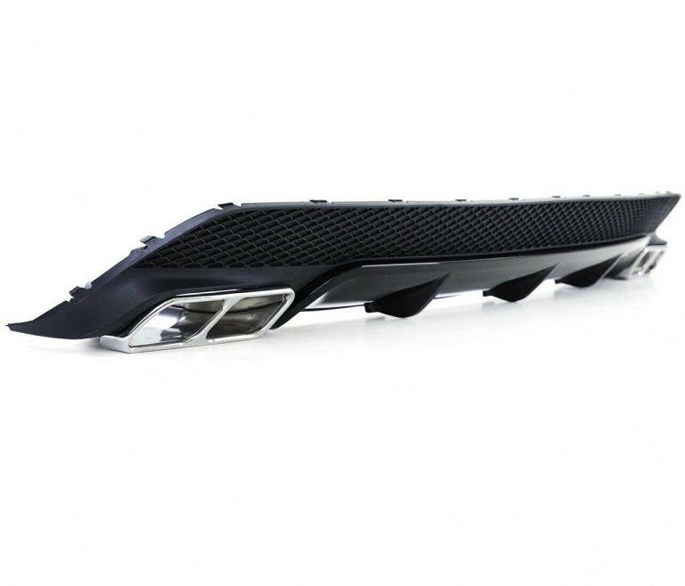 Upgrade Design Heckdiffusor + Endrohrblenden für Mercedes-Benz CLA C117 13-16 schwarz matt/glänzend (für AMG Line)