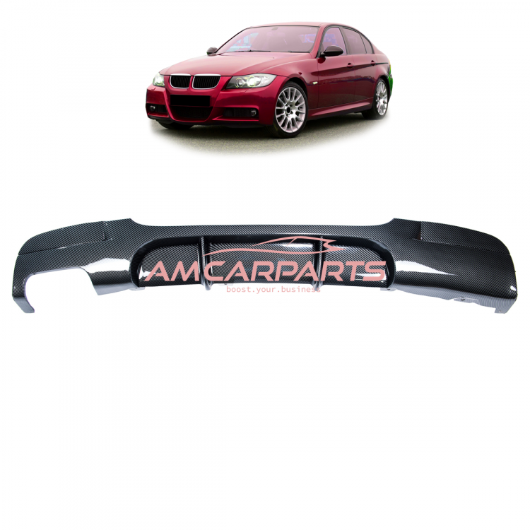 Upgrade Sport Design Heck Diffusor passend für BMW 3er E90 / E91 Limousine / Touring 04-11 Carbon-Optik