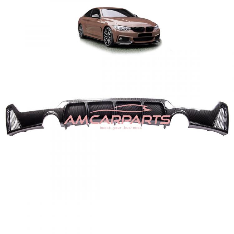 Upgrade Sport Design Heck Diffusor passend für BMW 4er F32 / F33 / F36 Coupe / Cabrio 13+ Carbon-Optik