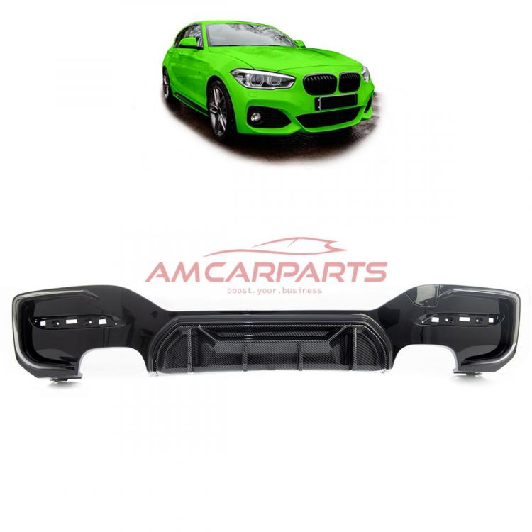 Upgrade Sport Design Heck Diffusor passend für BMW 1er F20 / F21 Facelift 15-19 Carbon-Optik / Hochglanz schwarz