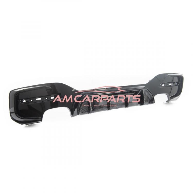Preview: Upgrade Sport Design Heck Diffusor passend für BMW 1er F20 / F21 Facelift 15-19 Carbon-Optik / Hochglanz schwarz