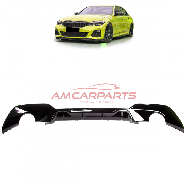 Upgrade Sport Design Heck Diffusor passend für BMW 3er G20 / G21 Vor-Facelift Limousine / Touring 18+ Hochglanz schwarz