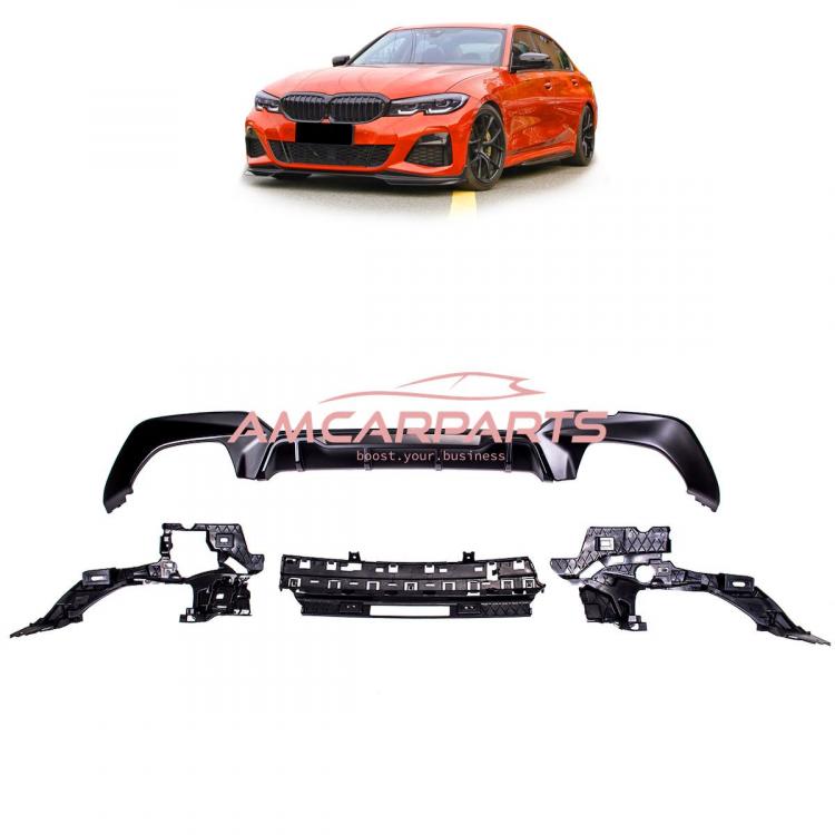 Upgrade Sport Design Heck Diffusor passend für BMW 3er G20 / G21 Vor-Facelift Limousine / Touring 18+ Matt schwarz