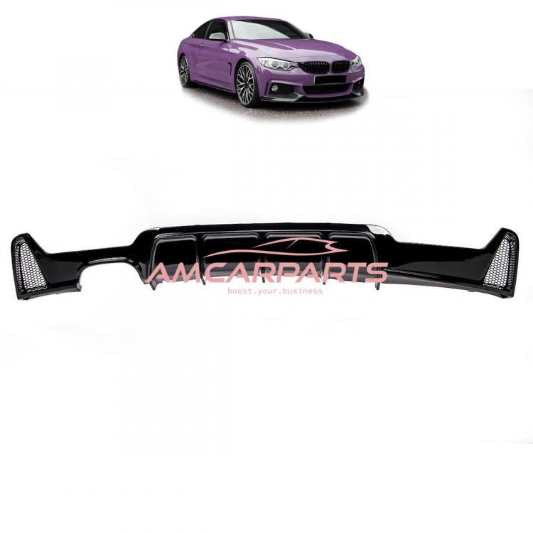 Upgrade Sport Design Heck Diffusor passend für BMW 4er F32 / F33 / F36 Coupe / Cabrio 13-20 Hochglanz schwarz