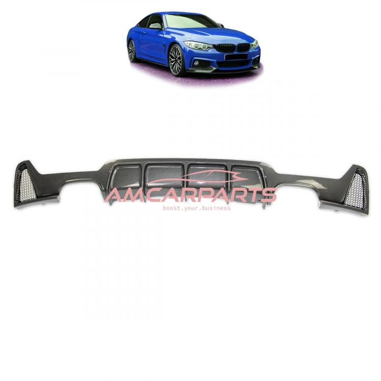 Upgrade Sport Design Heck Diffusor passend für BMW 4er F32 / F33 / F36 Coupe / Cabrio / Gran Coupe 13+ Carbon-Optik