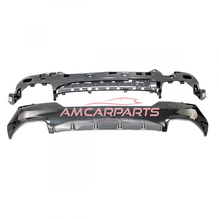Upgrade Sport Design Heck Diffusor passend für BMW 4er G22 / G23 / G83 Coupe / Cabrio 20+ Carbon-Optik / Hochglanz schwarz