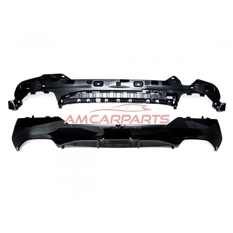 Upgrade Sport Design Heck Diffusor passend für BMW 4er G22 / G23 / G83 Coupe / Cabrio 20+ Carbon-Optik / Hochglanz schwarz