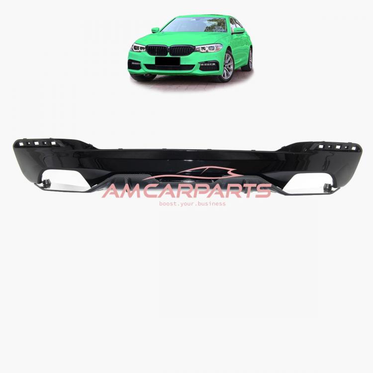 Upgrade Sport Design Heck Diffusor passend für BMW 5er G30 / G31 Vor-Facelift Limousine / Touring 16-20 Carbon-Optik / Hochglanz schwarz