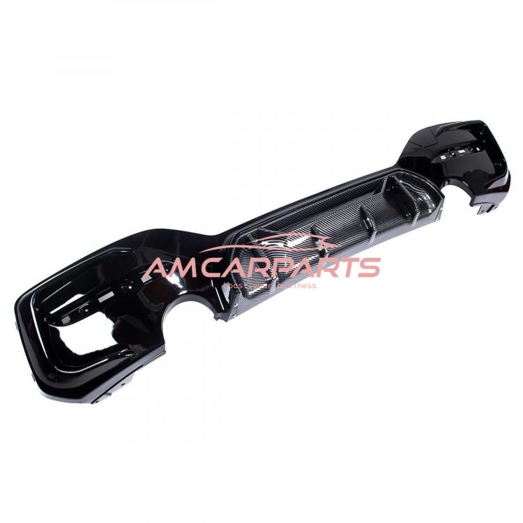 Preview: Upgrade Sport Design Heck Diffusor passend für BMW 1er F20 / F21 Facelift 15-19 Carbon-Optik / Hochglanz schwarz