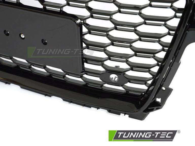 Preview: Upgrade Sportgrill / Kühlergrill für Audi A5 F(F5) 16-18 Hochglanz schwarz in Wabendesign mit Kennzeichenrahmen