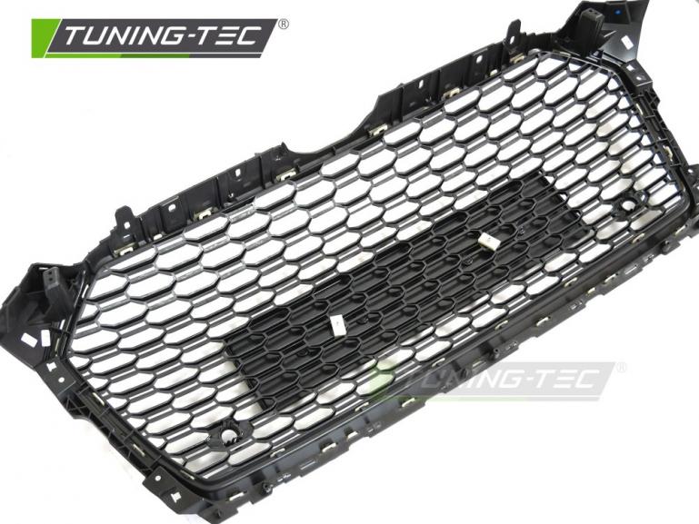 Upgrade Sportgrill / Kühlergrill für Audi A5 F(F5) 16-18 Hochglanz schwarz in Wabendesign mit Kennzeichenrahmen