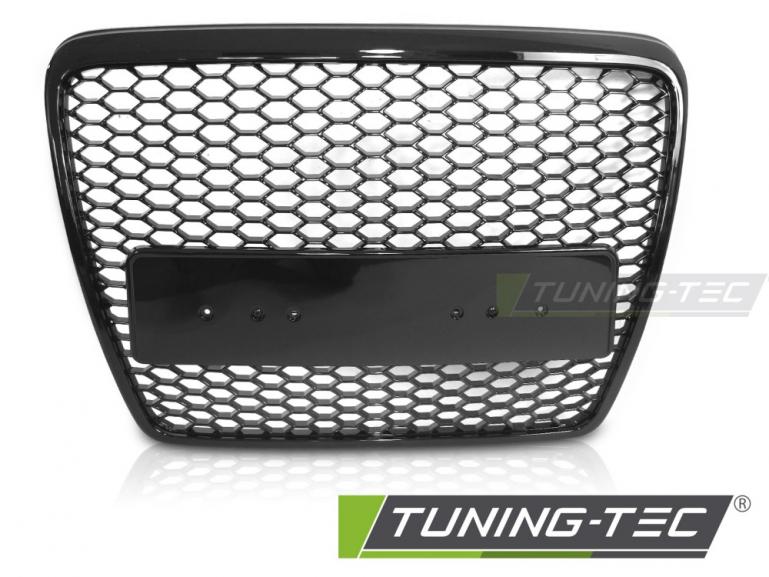 Preview: Upgrade Sportgrill / Kühlergrill für Audi A6 C6 (4F) Facelift 09-11 Hochglanz schwarz in Wabendesign