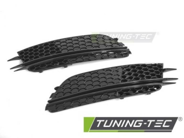 Upgrade Lufteinlassblenden / Nebelscheinwerfer-Blenden für Audi A6 C7 (4G) Hochglanz schwarz in Wabendesign