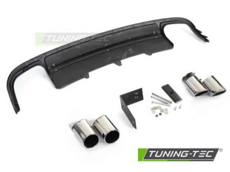 Upgrade Design Heck Diffusor für Audi A4 B8 08-11 Schwarz-matt / Silber