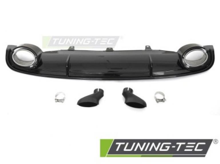 Preview: Upgrade Sport Design Heck Diffusor für Audi A7 C7 Sportback 10-14 Hochglanz schwarz + Chrom Blenden