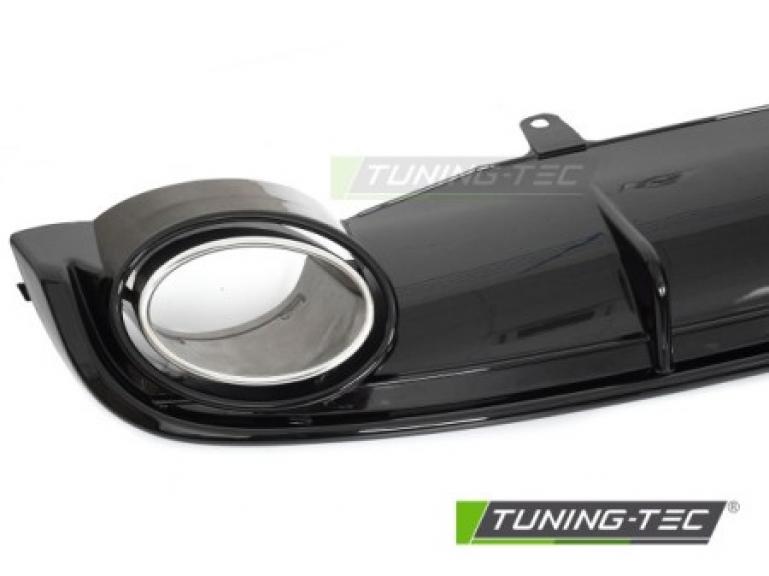 Preview: Upgrade Sport Design Heck Diffusor für Audi A7 C7 Sportback 10-14 Hochglanz schwarz + Chrom Blenden