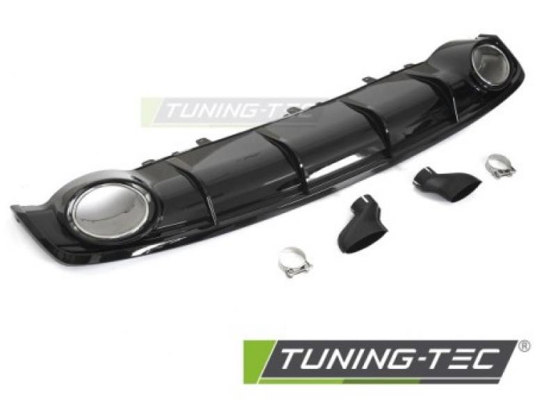 Upgrade Sport Design Heck Diffusor für Audi A7 C7 Facelift Sportback 14-18 Hochglanz schwarz + Chrom Blenden