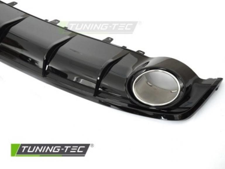 Preview: Upgrade Sport Design Heck Diffusor für Audi A7 C7 Facelift Sportback 14-18 Hochglanz schwarz + Chrom Blenden