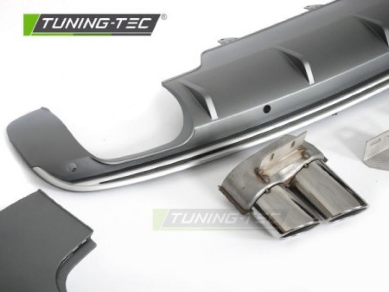 Preview: Upgrade Design Heck Diffusor für Audi Q5 (8R) 08-12 Matt-schwarz + Chrom Blenden