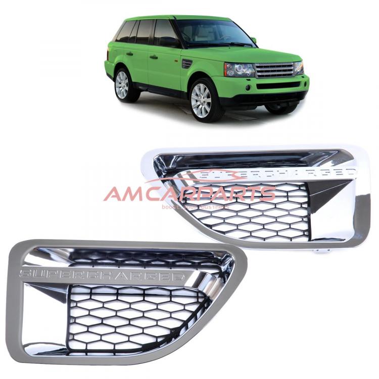 Upgrade Lufteinlass / Kotflügel-Blenden Set für Land Rover Range Rover Sport 1 Vor-Facelift 05-09 schwarz/chrom