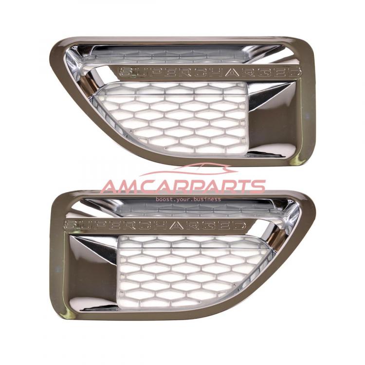 Preview: Upgrade Lufteinlass / Kotflügel-Blenden Set für Land Rover Range Rover Sport 1 Vor-Facelift 05-09 silber/chrom