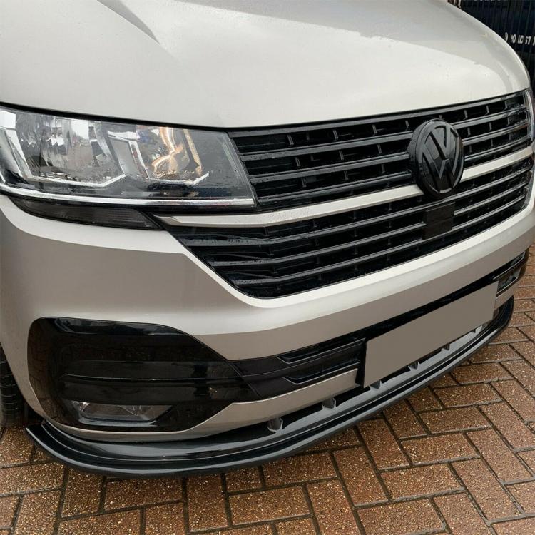 "Upgrade-Bus" Frontspoiler / Lippe V4 für VW T6.1 Transporter / Caravelle / Multivan 19-23 Hochglanz schwarz mit ABE