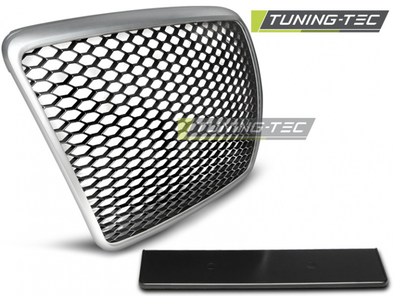 Upgrade Sportgrill / Kühlergrill für Audi A6 C6 (4F) 09-11 matt silber in Wabendesign