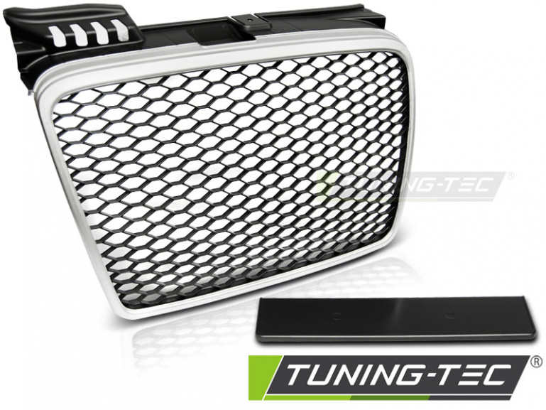 Upgrade Sportgrill / Kühlergrill für Audi A4 B7 (8E) 04-08 matt silber in Wabendesign