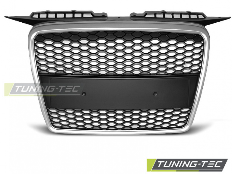 Upgrade Sportgrill / Kühlergrill für Audi A3 8P 04-08 matt silber in Wabendesign