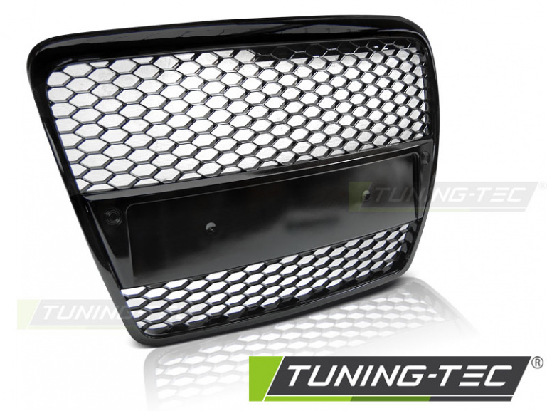 Upgrade Sportgrill / Kühlergrill für Audi A6 C6 (4F) 04-08 Hochglanz schwarz in Wabendesign
