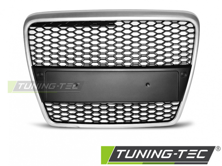 Upgrade Sportgrill / Kühlergrill für Audi A6 C6 (4F) 04-08 matt silber in Wabendesign