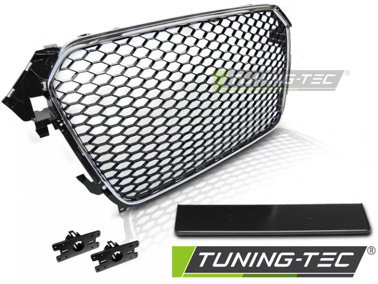 Upgrade Sportgrill / Kühlergrill für Audi A4 B8 (8K) Facelift 11-15 schwarz/chrom in Wabendesign