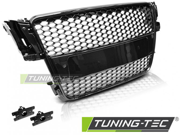 Upgrade Sportgrill / Kühlergrill für Audi A5 (8T) 07-11 Hochglanz schwarz in Wabendesign