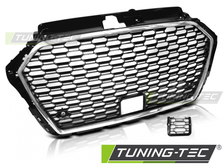Upgrade Sportgrill / Kühlergrill für Audi A3 8V Facelift 17+  Hochglanz schwarz/chrom in Wabendesign