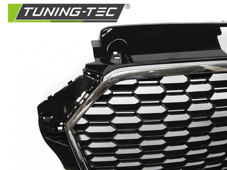 Upgrade Sportgrill / Kühlergrill für Audi A3 8V Facelift 17+  Hochglanz schwarz/chrom in Wabendesign