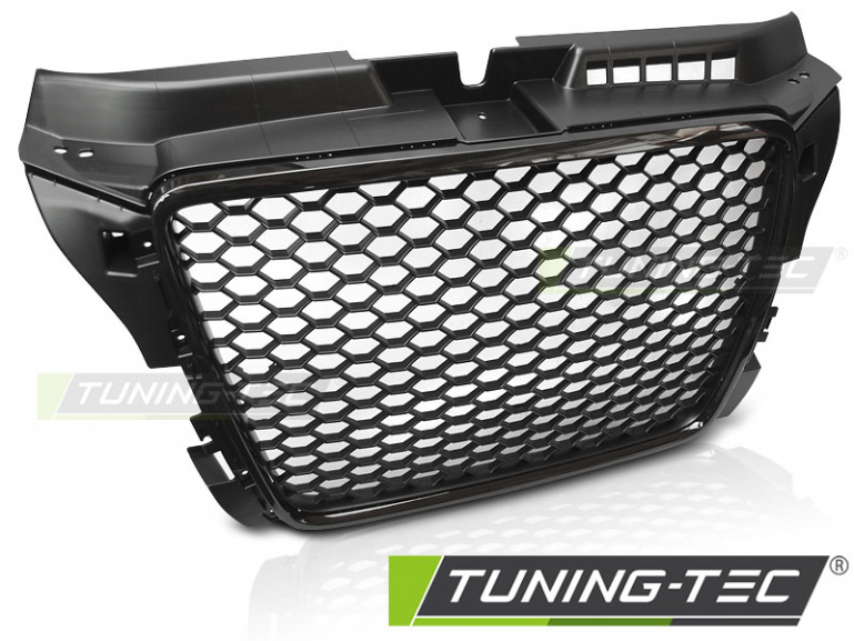 Upgrade Sportgrill / Kühlergrill für Audi A3 8P Facelift 08-12 Hochglanz schwarz in Wabendesign