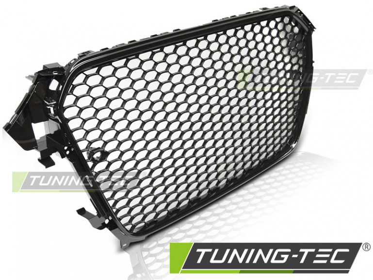 Upgrade Sportgrill / Kühlergrill für Audi A4 B8 (8K) Facelift 11-15 Hochglanz schwarz in Wabendesign mit PDC