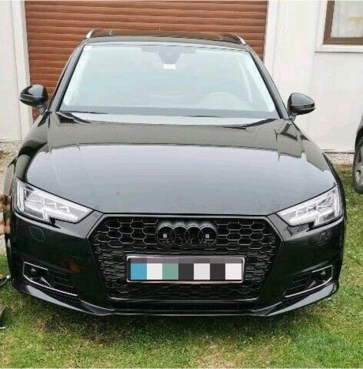 Upgrade Sportgrill / Kühlergrill für Audi A4 B9 (8W) 15-19 Hochglanz schwarz in Wabendesign mit PDC